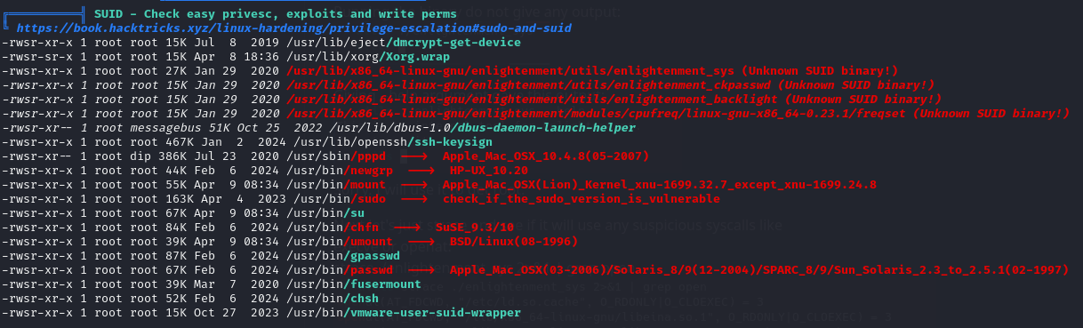 Linpeas Highlighting Enlightenment Utilites